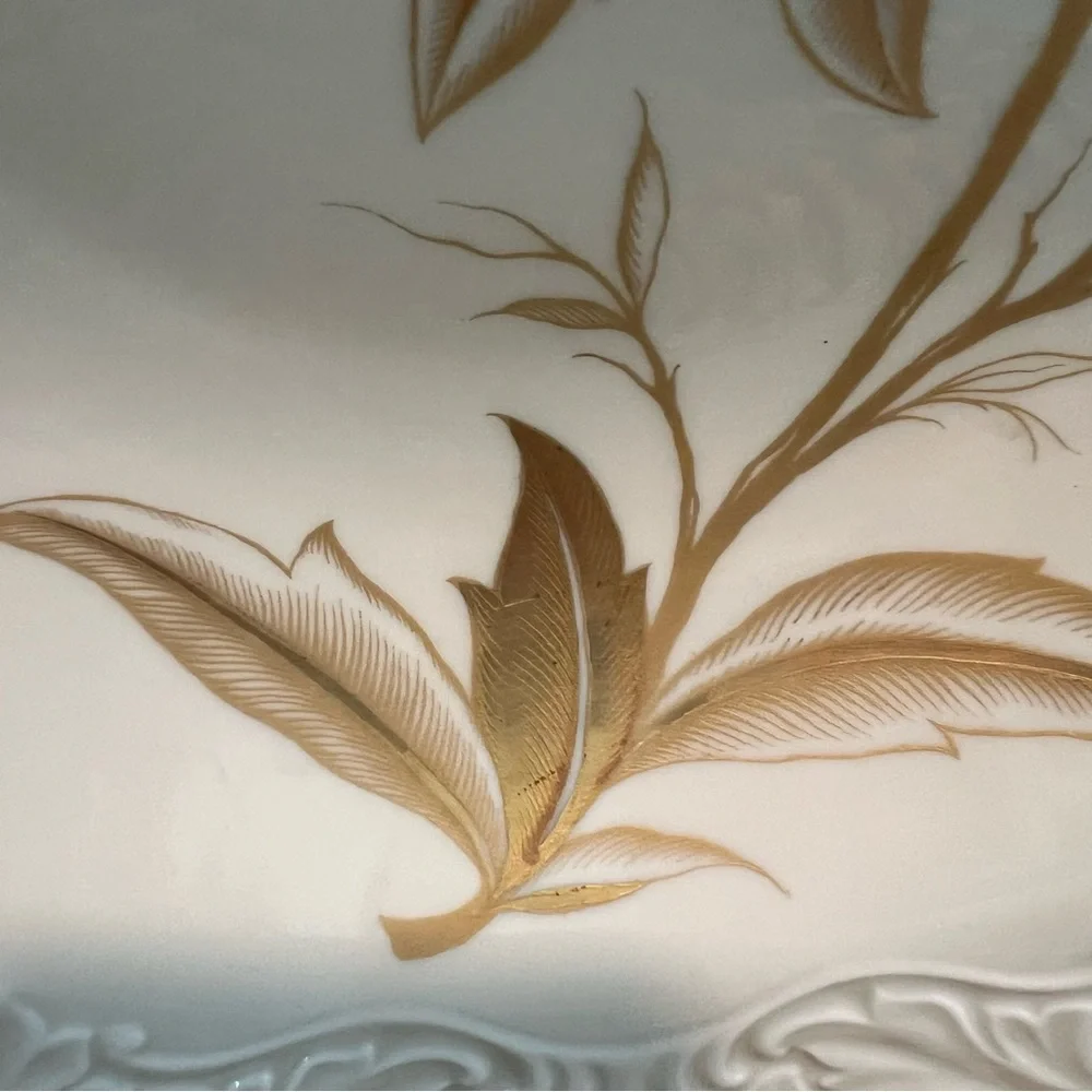 Vintage Weimar Sabine Floral Porcelain Serving Bowl Plate Gold Trim Handmade